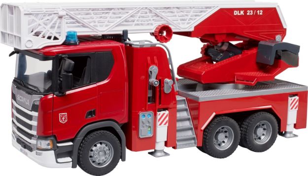 Bild von bruder 03591 Scania Super 560R Feuerwehr mit Drehleiter, Wasserpumpe, L+S Modul