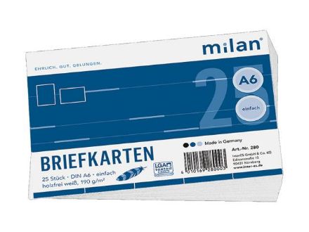 Zeige Details für Milan Briefkarten 25 Stück 190g weiss - 280 Milan Bild von Milan Briefkarten 25 Stück 190g weiss - 280 Milan