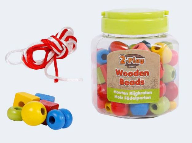 Bild von Perlen 72St Holz in Dose - 610069