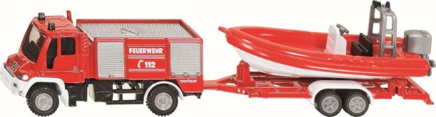 Bild von SIKU 1636 Unimog Feuerwehr mit Boot 1:87, sortiert