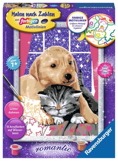Bild von MnZ Hund und Katze schmusen 18x24 m Rahmen - 28647