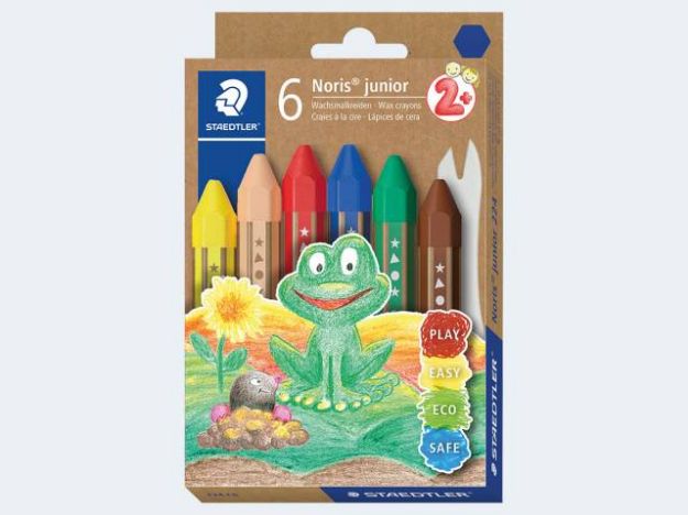 Bild von 6 Wachsmalkreiden Noris junior im Kartonetui - 224 C6
