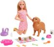 Bild von Barbie Puppe (blond) mit Hund und Welpen - HCK75