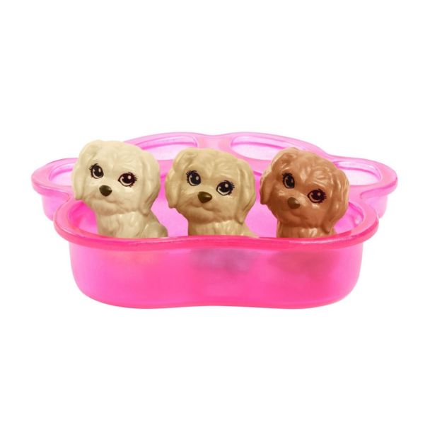 Bild von Barbie Puppe (blond) mit Hund und Welpen - HCK75