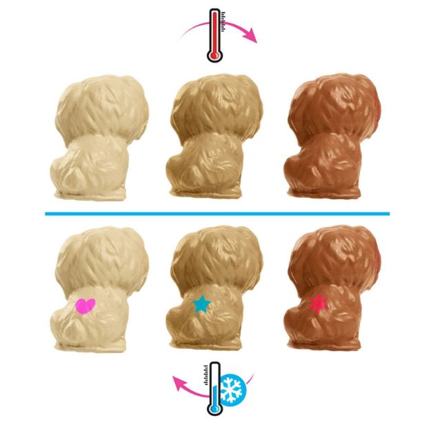Bild von Barbie Puppe (blond) mit Hund und Welpen - HCK75