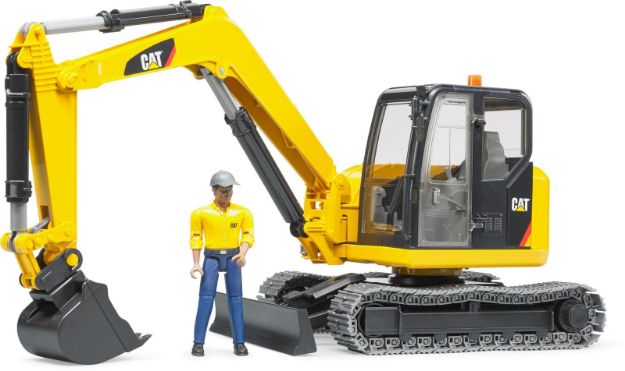 Bild von Bruder 02466 Cat Minibagger mit Bauarbeiter