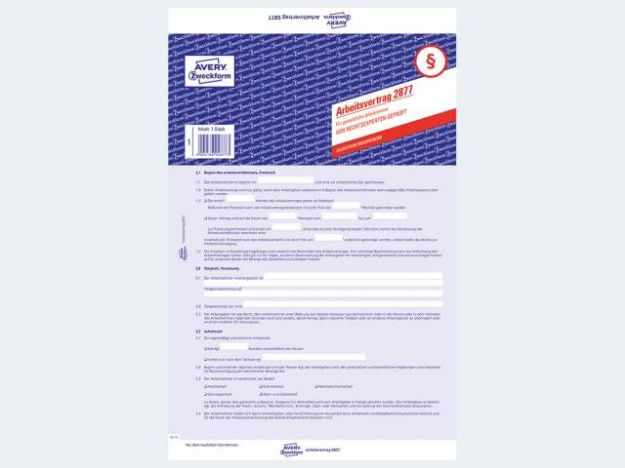 Bild von Arbeitsvertrag 2877 A4SD gewerblich - Eine Verkaufseinheit = 5 Stück
