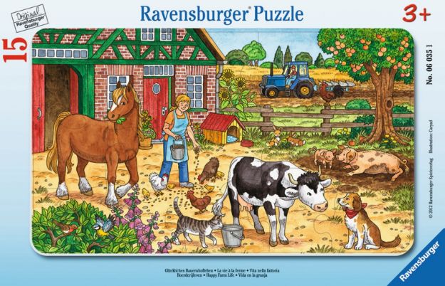 Bild von Ravensburger 06035 Rahmenpuzzle Glückliches Bauernhofleben 15 Teile