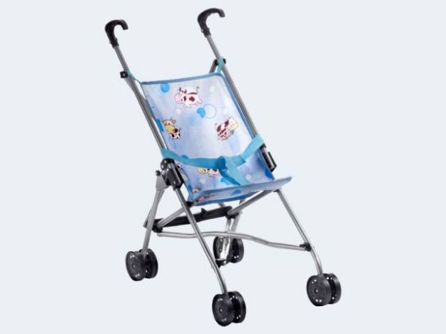 Bild von Puppen-Buggy 55cm blau Metall/Stoff - 600 06