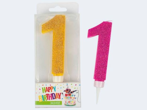 Bild von Glitter-Zahlenkerze 1 Maxi - 942005