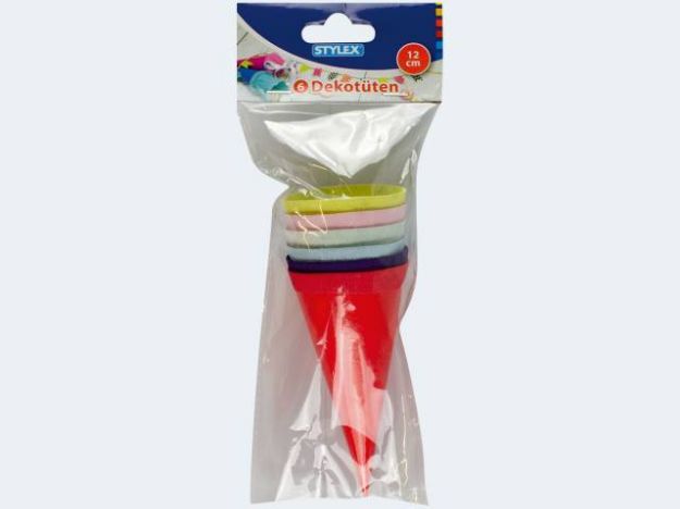Bild von 6 Schultüte 12cm rund Krepppapier Verschluss - 47173