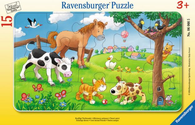 Bild von Ravensburger 06066 Rahmenpuzzle Knuffige Tierfreunde 15 Teile