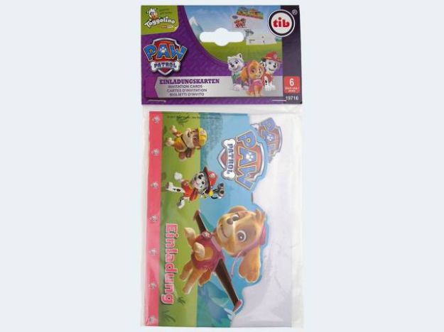 Bild von 6/6 Einladungskarten Paw Patrol pink A6/C6 - 19716