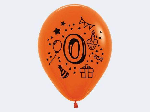 Bild von 7 Luftballon "0" bunt 30cm - 12410