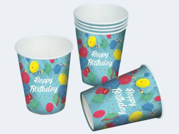 Bild von 8 Papp-Becher Happy Birthday 0,2l - 19941