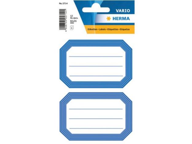 Bild von Buchetiketten 82x55 blauer Rand liniert 12 Stück - Eine Verkaufseinheit = 10 Stück - 5714
