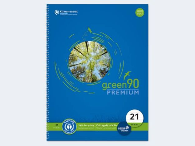 Bild von Collegeblock Green Lin21 A4/80 90g 9mm liniert - Eine Verkaufseinheit = 5 Stück - 040835021