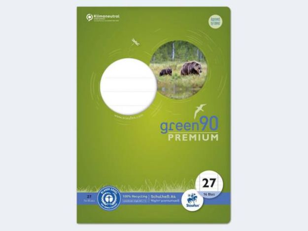 Bild von Heft Green 90 A4/16 Lin27 90g lin. m.Randlinien - Eine Verkaufseinheit = 10 Stück - 040782027
