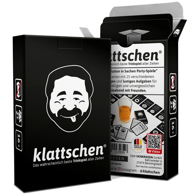 Bild von DENKRIESEN - klattschen® - Trinkspiel - SPIELKARTENKARTON "Das wahrscheinlich beste Trinkspiel aller Zeiten" - KL1110