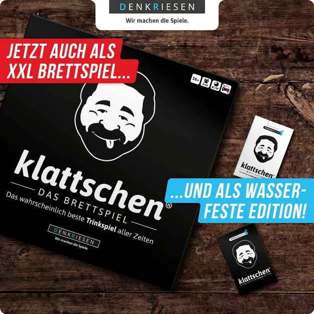 Bild von DENKRIESEN - klattschen® - Trinkspiel - SPIELKARTENKARTON "Das wahrscheinlich beste Trinkspiel aller Zeiten" - KL1110