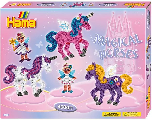 Bild von Hama® Bügelperlen Midi - Geschenkpackung Zauberhafte Pferde - 2 Stiftplatten - 3138