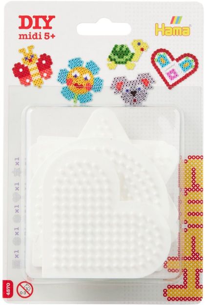 Bild von Hama® Bügelperlen Blister 5 Stiftplatten Stern, Herz, Kreis, Quadrat, Sechseck - 4570