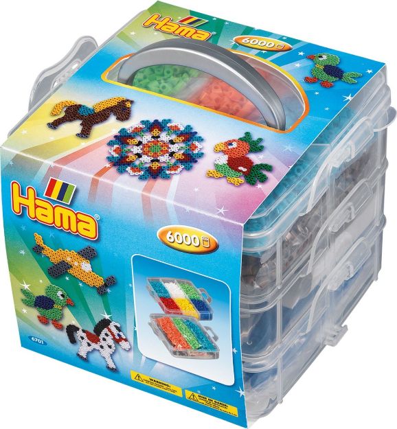 Bild von Hama® Bügelperlen Aufbewahrungsbox klein mit 6.000 Perlen und 3 Stiftplatten - 6701