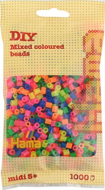 Bild von Hama® Bügelperlen Midi - Neon Mix 1000 Perlen - 207-51