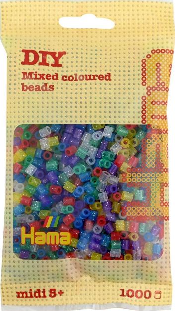 Bild von Hama® Bügelperlen Midi - Transparent Glitter Mix 1000 Perlen - 207-54