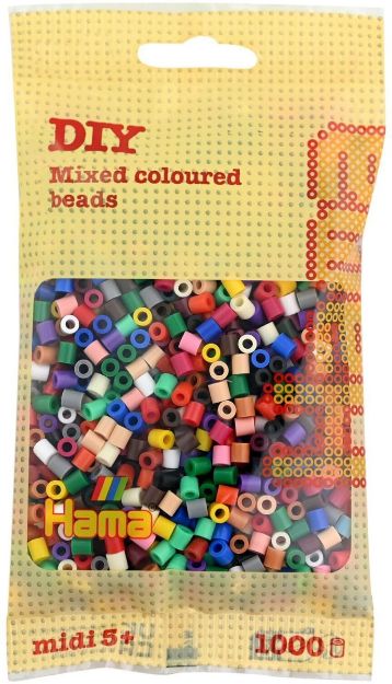Bild von Hama® Bügelperlen Midi - Vollton Mix 1000 Perlen (22 Farben) - 207-67