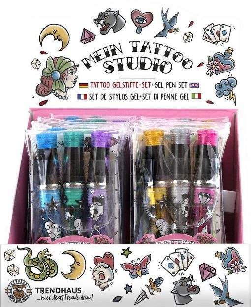 Bild von Tattoo Studio Gelstifte Glitzer 3er-Set, 2-fach sortiert Be creative! Mit diesen glitzernden Gelstiften können coole T - Eine Verkaufseinheit = 12 Stück - 959454
