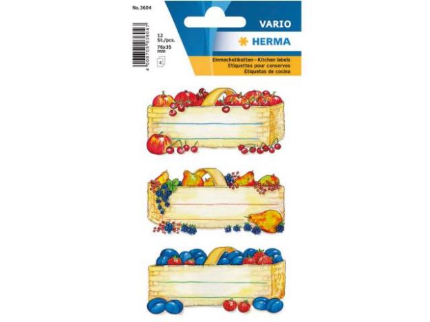 Bild von Einmachetiketten Obstkörbe - Eine Verkaufseinheit = 10 Stück - 3604