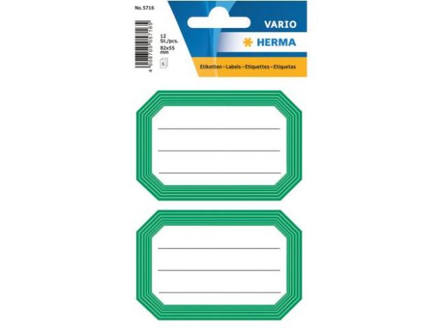 Bild von Buchetiketten 82x55 grüner Rand 12 Stück - Eine Verkaufseinheit = 10 Stück - 5716