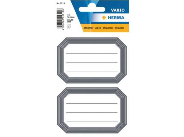 Bild von Buchetiketten 82x55 grauer Rand liniert 12 Stück - Eine Verkaufseinheit = 10 Stück - 5719