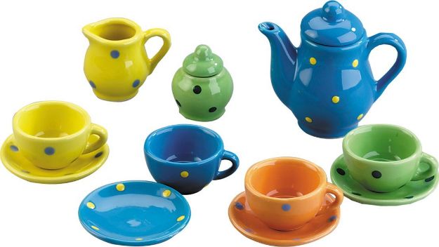 Bild von Porzellan Geschirr 13-teilig bunt bemalt - 47407