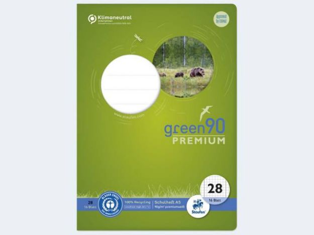 Bild von Heft Green 90 A5/16 Lin28 90g kar. m. Randlinien - Eine Verkaufseinheit = 10 Stück - 040780028
