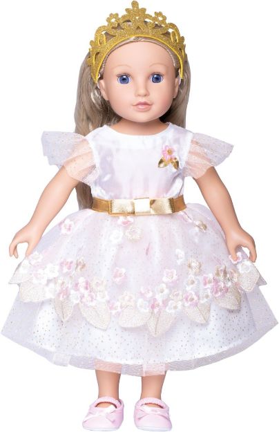 Bild von Puppen-Prinzessinnenkleid Kirschblüte mit goldener Krone, Gr. 35-45 cm - 2132