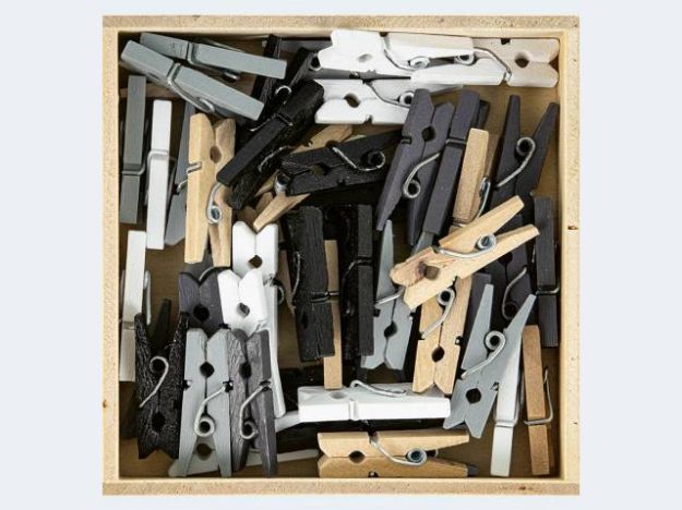 Bild von 50 Mini-Wäscheklammern Holz farbig - 46475