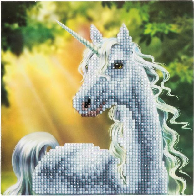 Bild von Crystal Art Grußkarte Einhorn im Sonnenschein 18x18cm - CCK-A2
