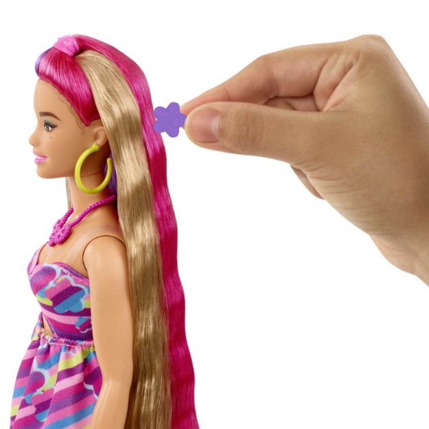 Bild von Mattel HCM89 Barbie Totally Hair Puppe im Blumenlook, 21,6 cm langes Fantasiehaar, 15 Zubehörteile, ab 3 Jahren