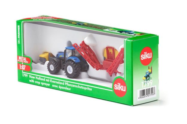 Bild von SIKU 1799 New Holland mit Kverneland Pflanzenschutzspritze