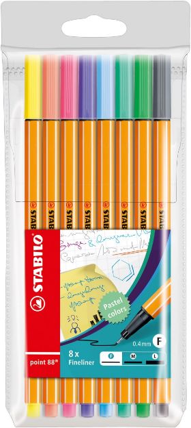 Bild von Fineliner - STABILO point 88 - 8er Etui - Pastellfarben - 88/8-01