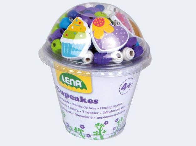 Bild von LENA Holzperlen Cupcakes blau 200 Perlen - 32001
