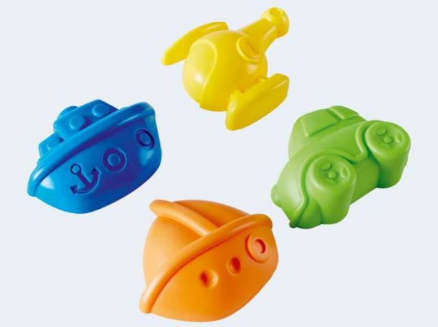 Bild von Hape 4 Sandformen 14x13cm Fahrzeuge - E4085