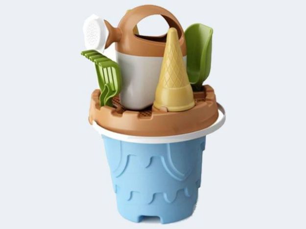 Bild von Eimergarnitur 18cm 7tlg uni mit Giesser im Netz - 923