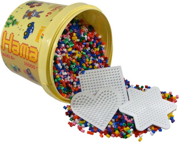Bild von Hama® Bügelperlen Spezialeimer 10.000 St. + Stifteplatte