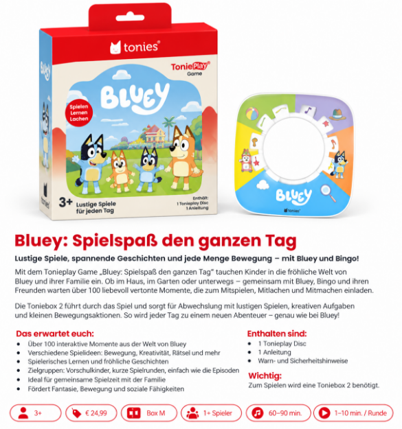 Bild von VÖ 22.10.2026 Tonieplay - Tonieplay Game M - Bluey Spielspaß den ganzen Tag  - 11004275