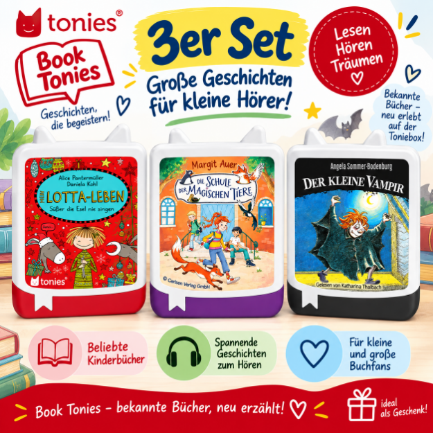 Bild von VÖ 08.10.2026 BUNDLE - Book Tonies - Der kleine Vampir + Die Schule der magischen Tiere + Mein Lotta-Leben Süßer die Esel nie singen