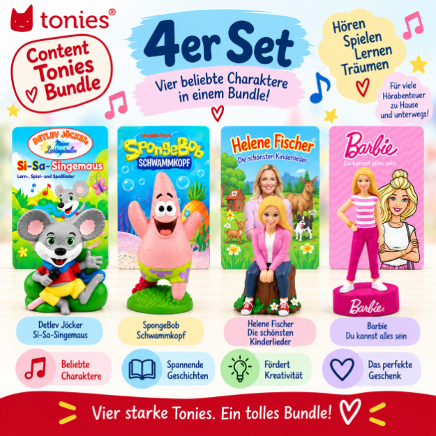 Bild von VÖ 08.10.2026 BUNDLE - 4er Classic- Barbie + Helene Fischer + SpongeBob Schwammkopf + Detlev Jöcker ohne Avatar